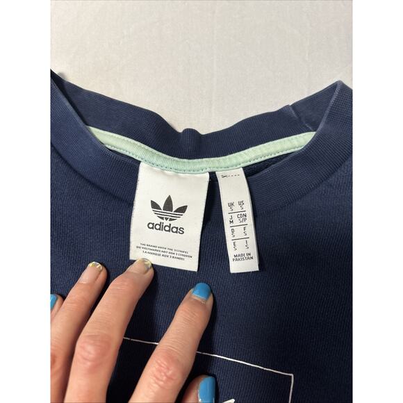 Adidas Summer Club Blue Graphic Pull Over Sweatshirt Men's Sm Athleisure Active - Picture 4 of 9